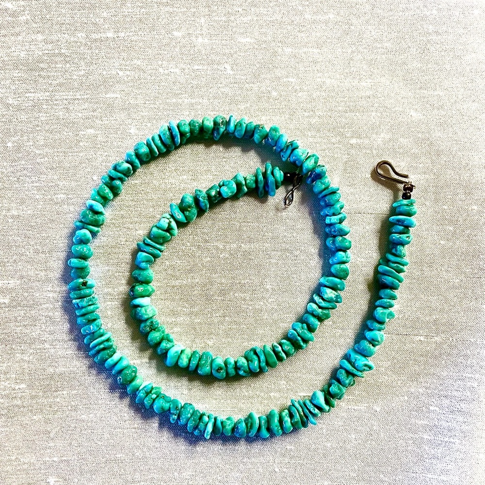 Navajo Turquoise Chunk Necklace Handmade Vintage Western New Mexico - Picture 4 of 8